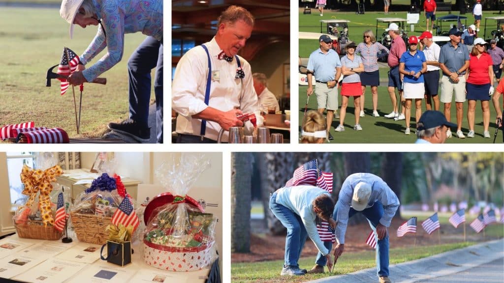 Above: (Sunday, November 9) American Flag Placement, Patriot Par-Tee, Tip It Up For The Troops, Silent Auction Opening